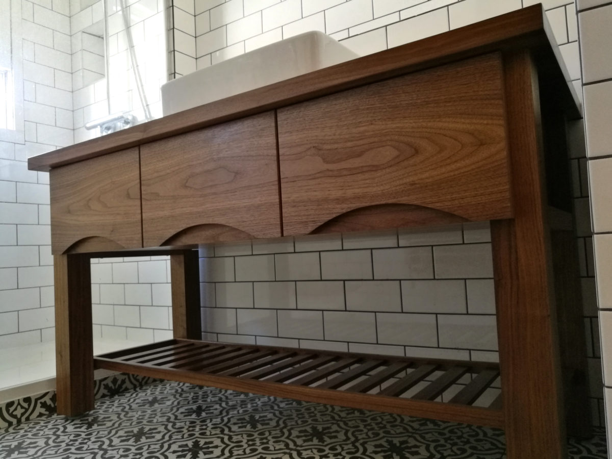 Bespoke Handmade Bathroom Furniture in Walnut with Drawers